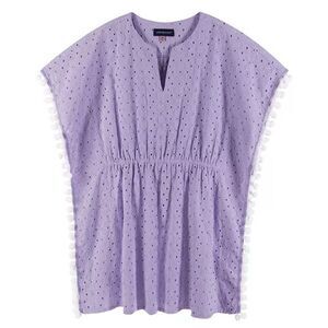 Andy & Evan Big Girls Cotton Eyelet Cover-Up Purple 10 NEW